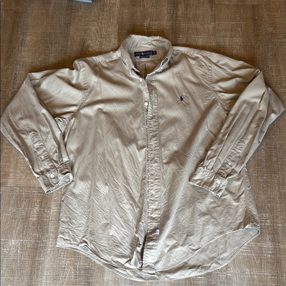 Men's Beige Polo by Ralph Lauren button up Shirt